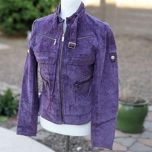 Etcetera purple suede "czar" moto jacket